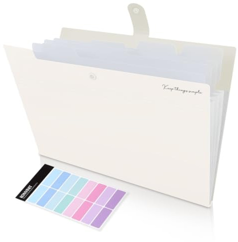 Konvinit dokumentmapp A4 dokumentficka färgad fackmapp A4 med 5 fack mapp med fack organisationsmapp mappar, dokumentmapp tillverkad av plast, robust mapp med motiv, vit