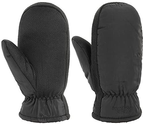 Lipodo Fäustlinge mit Teddyfutter Damen/Herren - Leicht Gummierte Innenseite - Damenhandschuhe - Herrenhandschuhe - Gefütterte Handschuhe Herbst/Winter - Fausthandschuhe schwarz M