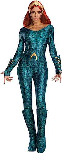 Rubie's 821200L000 AQUAMAN Officiell DC Film, Dam Deluxe Mera-Kostym Storlek UK, Kvinnor, Flerfärgad, Stor (14-16)