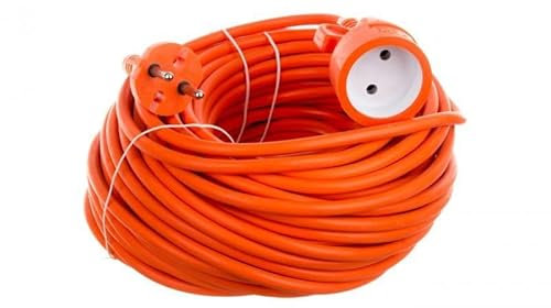 GTV - Verlängerungskabel 30m für Außen, 230V Outdoor Stromkabel mit Schuko-Stecker, 2x1,0mm², wetterfest, orange, Strom Verlängerungskabel für Garten und Außenbereich