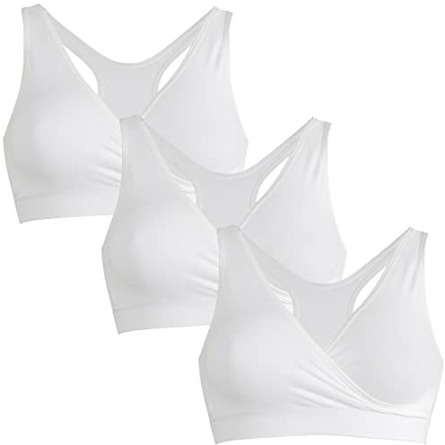 Medela Schlaf Bustier - Nahtloser BH mit Stretchmaterial - Für komfortablen Halt beim Schlafen während und nach der Schwangerschaft, Weiß, 101045118