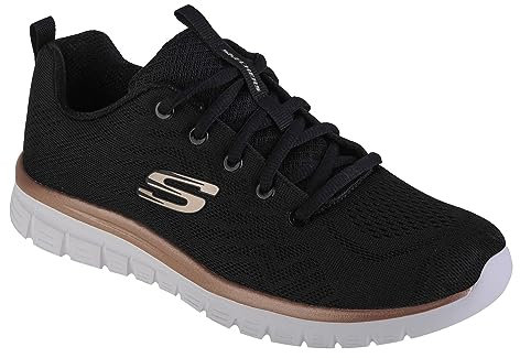 Skechers Damen Sneakers,Sports Shoes, Black Gold, 40 EU