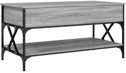 vidaXL Soffbord grå sonoma 100x50x50 cm konstruerat trä och metall, vardagsrumsbord, vardagsrumsmöbel, bord med förvaring, vardagsrumsmöbler