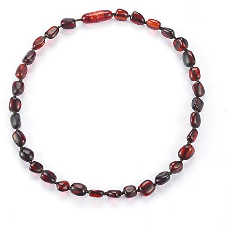 ELEGAMBER Baltische Bernstein Schmuckset, Halskette und Armband, Mehrfarbiger Bernstein in Gelb und Braun (Rot, 45cm)