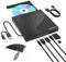 AGPTEK Lettore DVD esterno USB 3.0 Slim CD masterizzatore DVD con adattatore Ethernet, porte USB e slot per schede TF/SD, lettore CD/DVD/scrittore per computer portatile, MacBook, Windows, Linux, Mac