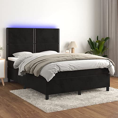 Brokky Boxspringbett mit Matratze & LED Bett Mit Bettkasten Bett Boxspringbett Betten Boxspringbett Mit Matratze Schwarz 140x200 cm Samt - 3136067