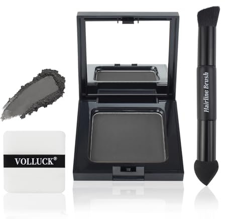 VOLLUCK Root Touch up Powder 12g – Covers Grey Roots & Conceals Thinning Hair, Hairline Powder for Men & Women – Natural Look, Easy to Use & Compact for Quick Touch Ups (Black)