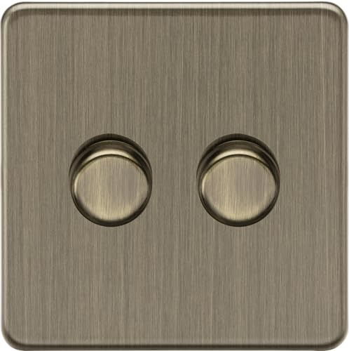 Knightsbridge 2G 2-way 10-200W (5-150W LED) Intelligent dimmer - Antique Brass