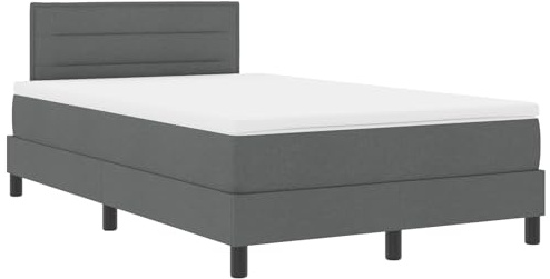 vidaXL Boxspring säng med madrass & LED Mörkgrå 120x200 cm Tyg