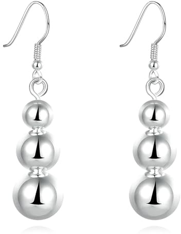 Daesar Damen Ohrringe Weißgold 585 Echtgold, Ohrhänger mit Beads Ohrringe Hochzeit Braut Allergiefrei