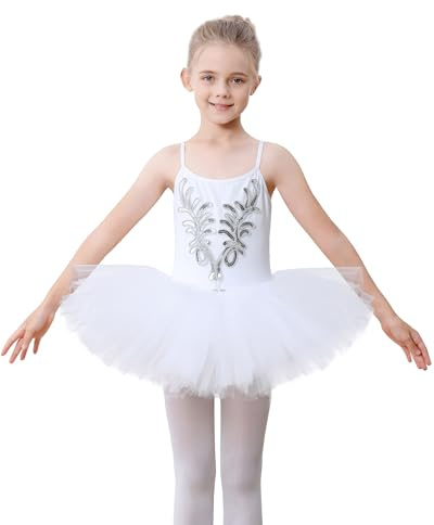 FONLAM Robe de Ballet Danse Cygne pour Fille Vêtements Danseuse Justaucorps Danse Classique Fille Ballet Tutu