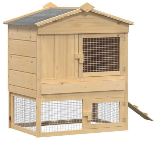 Mhdvray Gallinero de madera maciza de pino, moderno refugio para gallinas, color marrón, 75 x 60 x 89 cm, estable para pequeños animales con techo resistente y puerta con cerradura para jardín y