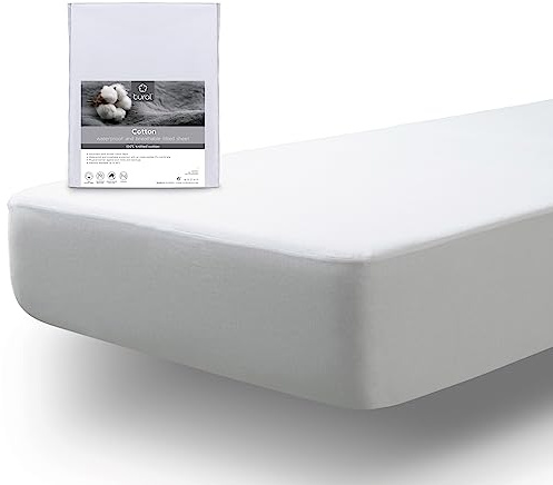 Tural – Protector de colchón y Sábana Bajera 2 en 1 Impermeable y Transpirable. Tejido 100% Algodón. Talla 100x200cm