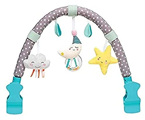Taf Toys Mini Moon Activity Arch – Baby Sensory Toy for Pushchair, Stroller & Car Seat | Soft Hanging Toys with Rattles, Textures & Crinkle Sounds | 0 Months+ | Easily Adjustable Clip-On Design