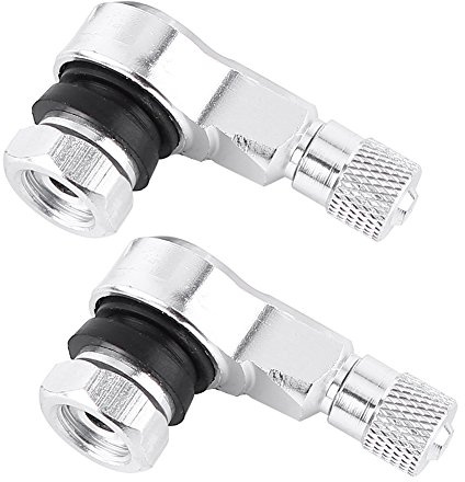 Adattatore per copri valvole valvola a gomito inclinato 90 gradi per scooter moto per auto(Silver)