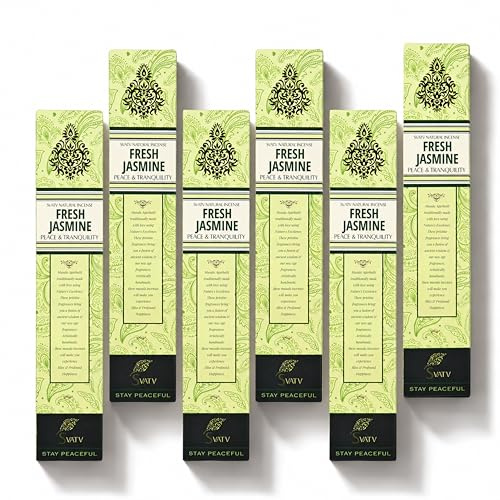 SVATV Forntida jasmin rökelsepinne med paket med 6 rökelse för meditation, yoga, andlig, aromaterapi energi rengöring & lugna sinnet - 15 g x 06 rökelse | 90 g | 29,8 g