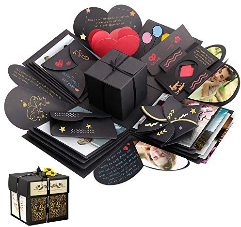 Sporgo Caja de regalo de explosión, caja de regalo, caja sorpresa creativa para manualidades, álbum de fotos, regalo para cumpleaños, Navidad, aniversario, pedida de matrimonio, boda (cuadrado)