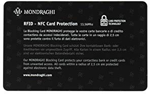 MONDRAGHI Protezione RFID per Carte di Credito Contactless | Blocco RFID e NFC | Protegge la carta di credito, bancomat, carta di identità elettronica | Adatto per portafoglio da uomo e da donna