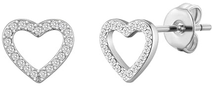 Philip Jones Silver Plated Open Heart Earrings Created with Zircondia® Crystals