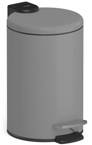 stardis 3 Liter Treteimer Edelstahl matt mit Absenkautomatik Klappdeckel leise schließend Softclose mit Inneneimer Kosmetikeimer Mülleimer Abfalleimer Badezimmer (grau)