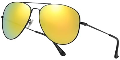 Komonee Pilot Style Designer Sunglasses - Sunshine Lens Classic Retro Shades, Unisex Men & Women UV400 Protection Glasses, Great for Cycling Golf Fishing Sports & Holidays