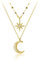 SLUYNZ 925 Sterling Silver Layered Necklace for Women Star Moon Necklace Double Chain Choker (B-Gold Plated)