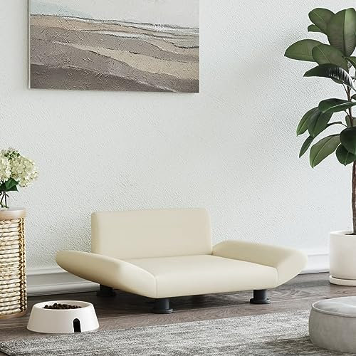 puraday Hundebett Creme 70x45x28 cm Kunstleder Hundesofa Katzensofa Hundebetten Katzenbett Bequeme Haustierbett Stilvolles Design Kann Im Wohnzimmer Oder Schlafzimmer Platziert Werden