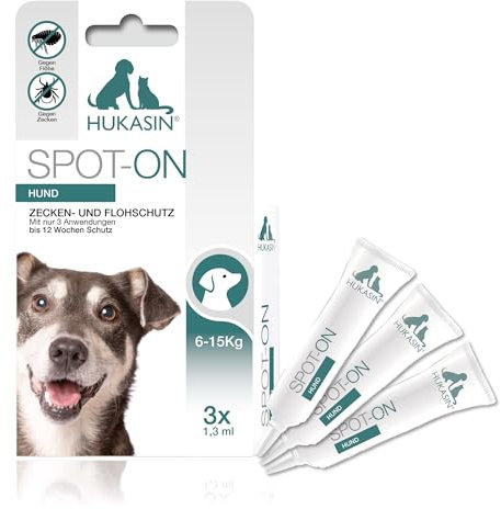 Hukasin® Spot On Hund - Zecken- und Floh Schutz - langanhaltender Zeckenschutz Hund & Flohmittel Hund bis zu 12 Wochen, für die Gesundheit Ihres Hundes