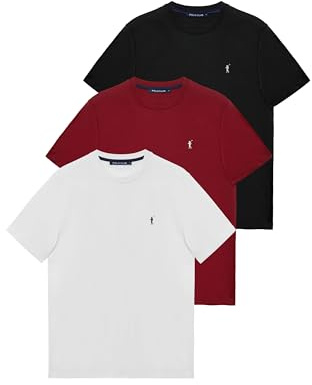 Polo Club - Camiseta de Manga Corta para Hombre, 100% Algodón Premium, Cuello Redondo Clásico, Camiseta Básica Casual, Tallas S a 5XL