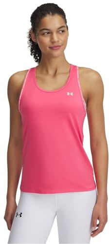 Under Armour Donna Tech Knockout Tank, Top Sportivo Donna, Canottiera Sportiva Leggera, Traspirante e Ottima per l'allenamento, Rosa/Bianco, SM