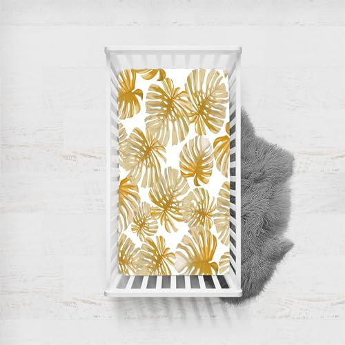 Morbuy Spannbettlaken Babybett, Jacquard-Muster Spannbettlaken Kinderbett,Weiche Atmungsaktiv Spannbettlaken Kinderbett Stubenwagen Bezug Kinderwagen Matratzenbezug (Gold,120x60cm)