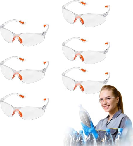 Roontin Safety Glasses for Work - 6-Pack Safety Goggles Eyewear, Safety Specs Clear Lenses Eye Protection Glasses for DIY, Lab, Welding, Grinding, Cycling,Laboratory