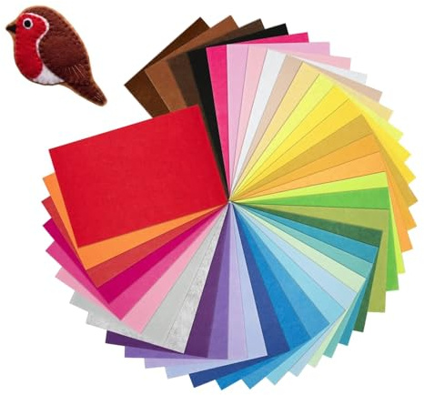 BDHYYM 40 Pcs Fieltro para Manualidades, 40 Colores Vivos, Fieltr de Colores, Fieltro Adhesivo Manualidades, Resistente y Duradero, Ideal para Proyectos DIY y Decoraciones Creativas
