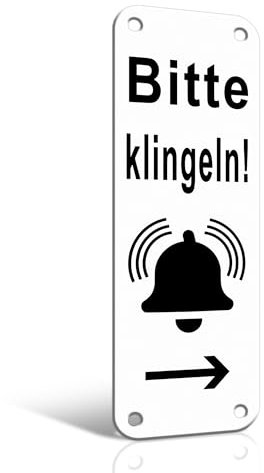 TAKULA Plaque de sonnette avec flèche, autocollante, en aluminium, 15 x 5 cm, pour boîte aux lettres, sur la porte d'entrée