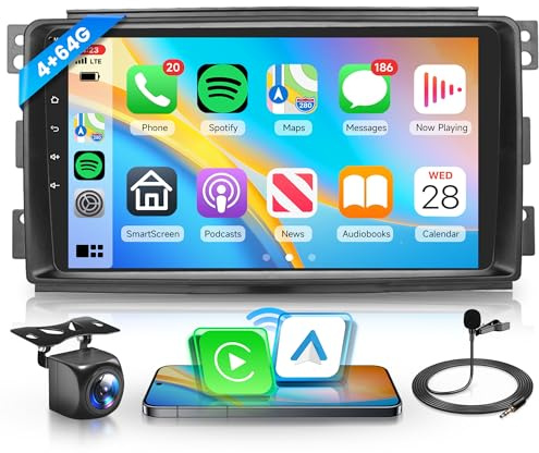 4G+64G Android Autoradio für Mercedes Benz Smart Fortwo 451 2005-2010 mit Wireless Carplay Android Auto Navi GPS WiFi 9 Zoll Autoradio mit Mirror Link Bluetooth FM/RDS/DAB/EQ/USBSWC Rückfahrkamera