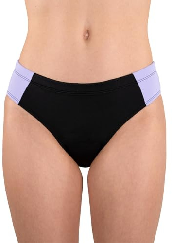 MYLILY Maillot de Bain Menstruel Filles & Adolescentes | Coupe Sport | Piscine, Mer & Plage | Culotte de Bain Femmes | 4 Tampons, Anti-Fuite, Oeko-TEX, Végan | Noir/Lilas, 146/152