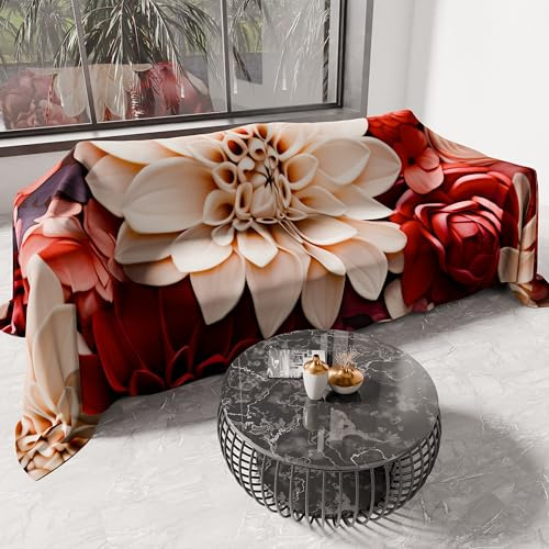 PETTI ARTIGIANI ITALIANI - Cubresofá Multiuso de Microfibra Antimanchas, Diseño 05 Floral 24, Lavable y Protector para Sofá, Colcha y Cubremesa – 180x270 cm - Made in Italy