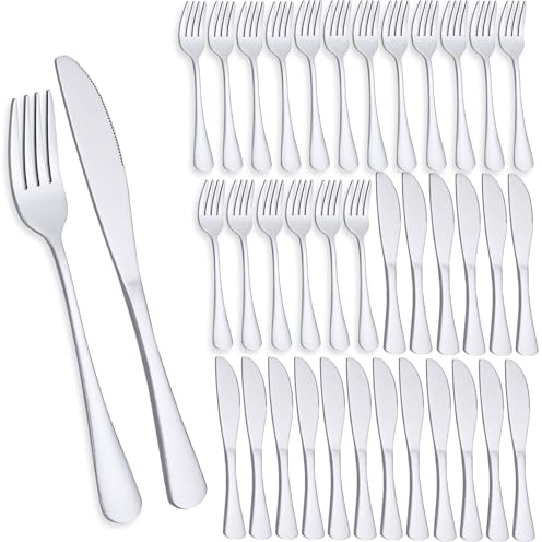36P Knife and Fork Sets, PionStar Stainless Steel Cutlery Set for 18 People, Forks Set of 18 & Knives Set of 18, Dishwasher Safe/Mirror Polished, Silverware Set Include Knife and Fork