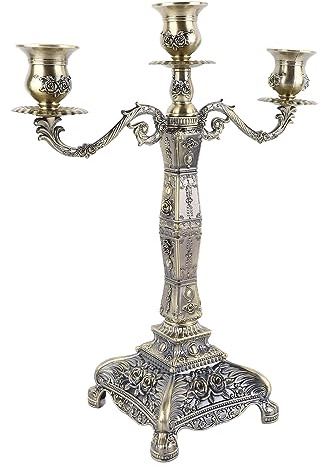 Tnfeeon Metal Arms Kandelaber, Vintage Ljusstake med Elegant Design för Romantiska Bröllop och Middagar (Brons tre huvuden)