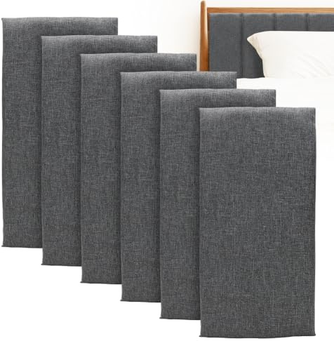 Wapasezyar Paneles de pared acolchados, 4 unidades de 40 x 20 cm, panel acolchado autoadhesivo, paneles decorativos rectangulares, anticolisiones, cojín de pared, revestimiento de pared, color gris