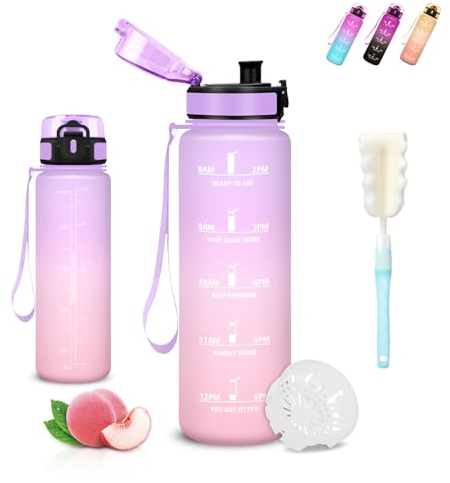Borraccia Bambini, Borraccia 500 ml, Senza Perdite, Borraccie Motivazionale, Facile da Pulire, Borraccie Acqua, Con Slogan Motivazionale, Borracce con Scovolino in Spugna, per Scuole, Campeggio, Corsa