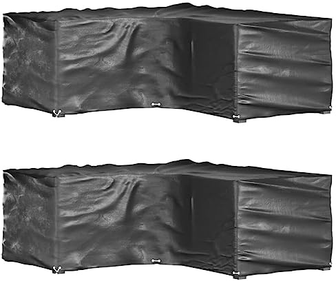 Nqyjm Fundas Muebles jardín Forma de L 2 uds 12 Ojales 185x185x70 cm Cubierta Muebles Impermeable,Funda Conjunto Jardin Exterior Aplicable a Mesa y Sillas,Anti Viento, Anti UV