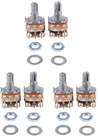 Kueohse 6 Pcs B50K 50K Ohms 6 Bornes Double Rotatif Coniques Potentiometres Lineaires