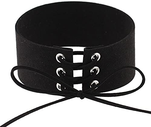 QUUPY Vintage Velvet Choker Schwarz Breite Halskette Gebundener Kragen Goth Neck Chain Schmuck für Lady Girls