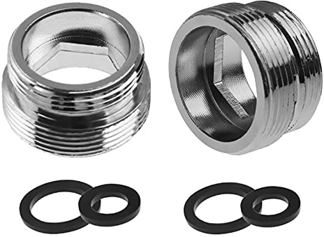 2 st metallkranadapter, 22 mm hane gänga till 16 mm hane gänga mässingskran luftarkontakt för badrum kök vattenrenare