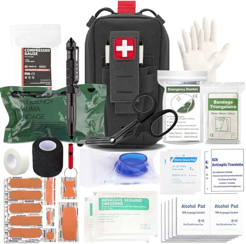 VIIDOO Ifak Med Trauma första hjälpen-set, MOLLE, svart, ersättningstillbehör för medicinsk nödförbandslåda för militär överlevnadsutrustning