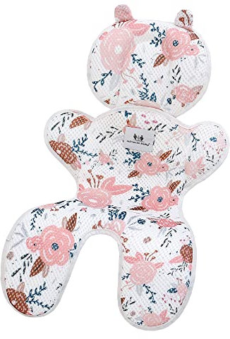Universal Sitzauflage Babyschale Liner 3D Air Mesh Kinderwagen Kissen Pad für Kinderwagen Buggy Neugeborene Mädchen Jungen doppellagig (Blume)