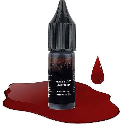 Mysense Dripping Stage Fake Blood Washable(0.27 oz),Edible Realistic Effect Sticky Fake Blood Makeup for Eyes Drips Teeths Mouth Nose Bleeds Halloween Cosplay SFX Zombie Vampire,Dark