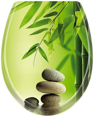 TRMLBE Toilettendeckel WC Sitz mit Absenkautomatik Toilettensitze Hochwertiger mit Quick-Release Funktion Toilettensitz Klodeckel Klobrille Toilet Seat WC Deckel, Bambus-Stein