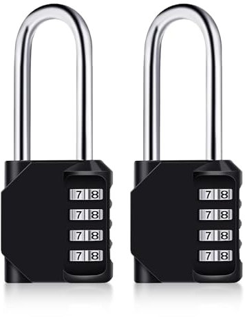 2 Stück Vorhängeschloss Zahlenschloss Schloss mit Zahlencode - Zahlenschloss 4 Stellig, individuell einstellbarem Zahlencode， Kombinationsschloss, für Fitnessstudio Spind Schule Kofferschloss
